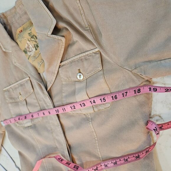 Millard Fillmore Anthropologie Field Artillery Jacket Tan Medium Silk, Cotton - Picture 13 of 13